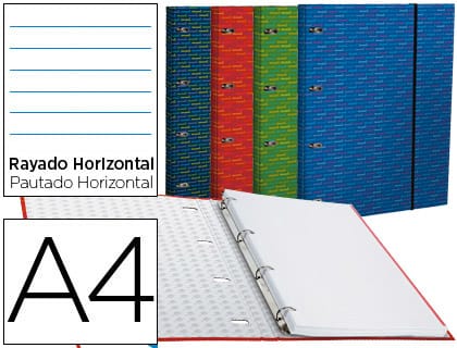 Pastas de anéis com recarga série multilíder pautado Din A4. Pack de 4 unidades