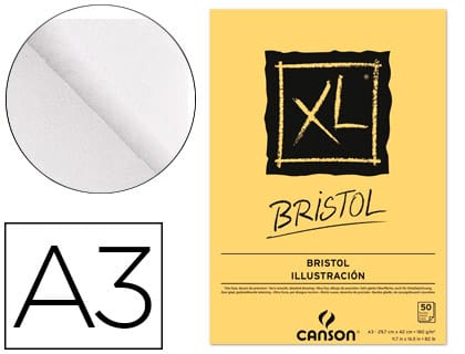 Bloco de desenho canson xl bristol din a3 extraliso colado 29,7x42 cm 50 folhas 180g