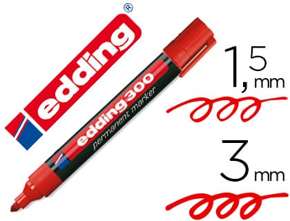 Marcador edding permanente 300 vermelho ponta redonda 1,5 mm