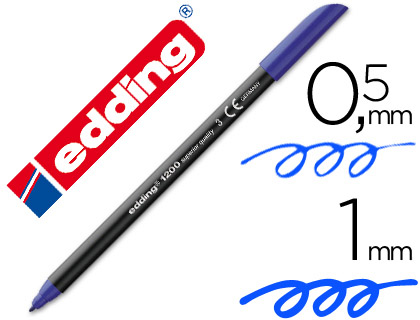 Marcador edding 1200 ponta de fibra redonda traco 1 mm n.3 azul