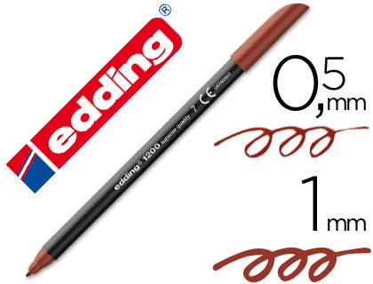 Marcador edding 1200 ponta de fibra redonda traco 1 mm n.7 castanho