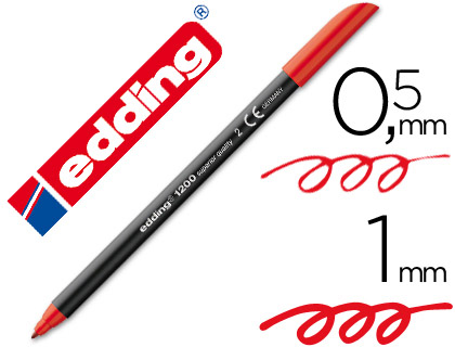 Marcador edding 1200 ponta de fibra redonda traco 1 mm n.2 vermelho
