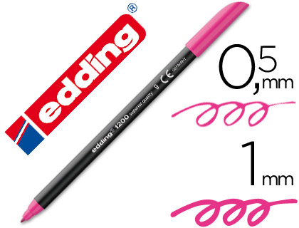 Marcador edding 1200 ponta de fibra redonda traco 1 mm n.9 rosa