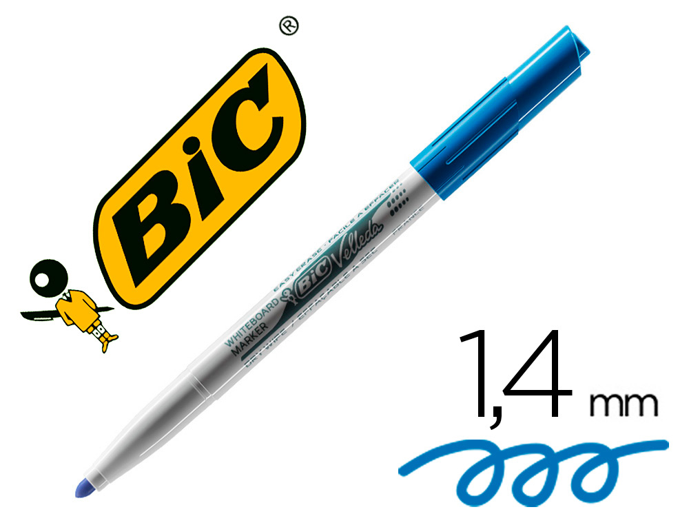 Marcador bic velleda para quadro branco - azul ponta redeonda 2 mm