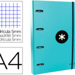 Pasta antartik com recarga e aba din a4 quadricula 5mm forrada 4 aneis 40mm cor menta