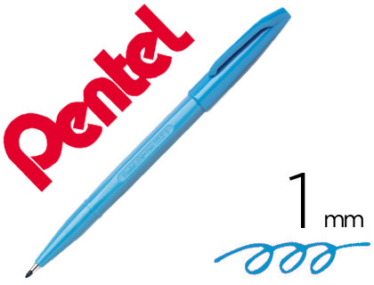 Caneta pentel com ponta de fibra sign pen na cor azul ceu