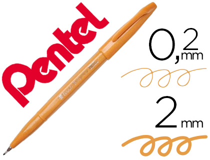 Caneta pincel pentel touch para caligrafia cor ocre