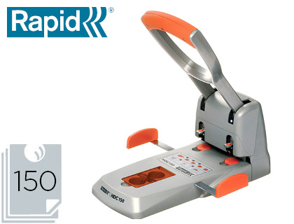 Furador rapid hdc150 supreme metalico/abs prata/laranja capacidade 150 folhas