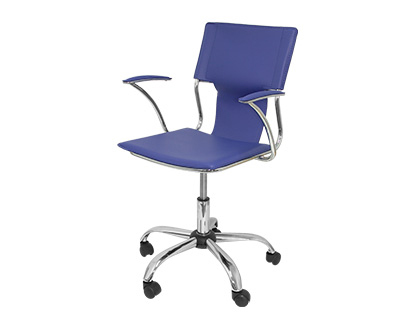 Cadeira de escritorio pyc encosto medio regulavel em a ltura simi pele azul 860+90x480x440 mm