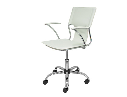 Cadeira de escritorio pyc encosto medio regulavel em a ltura simi pele branca 860+90x480x440 mm