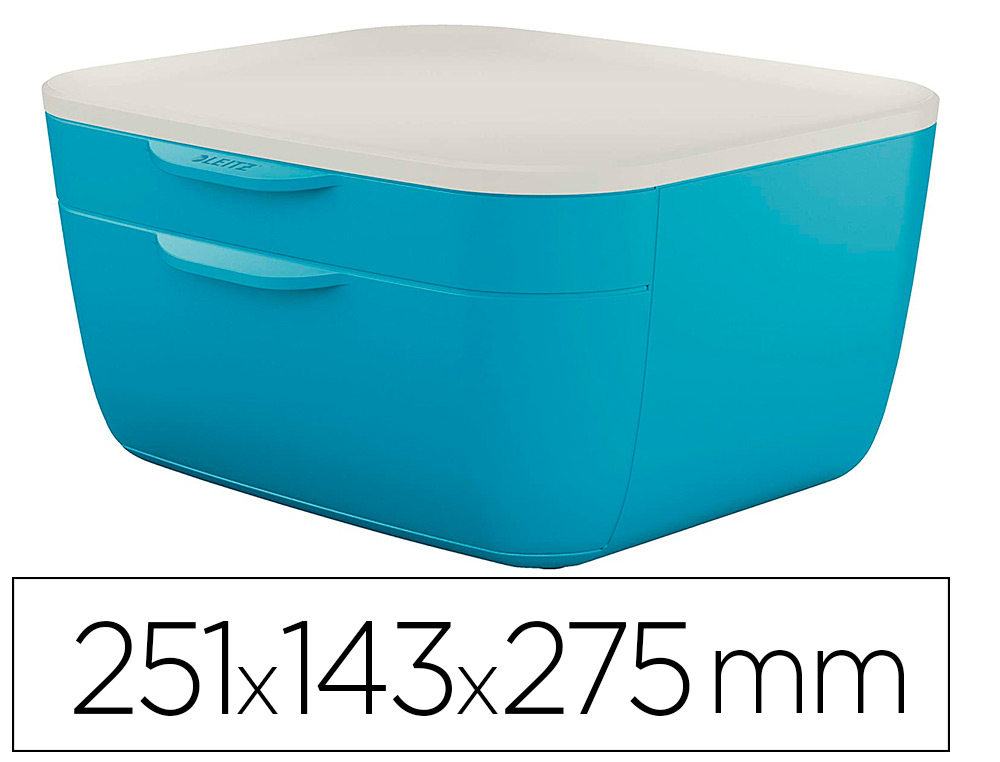 Modulo de gavetas para secretaria leitz cosy 2 gavetas cor azul