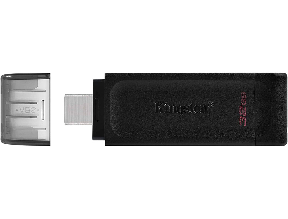 Pen drive kingston data traveler 70 usb 3.2 + tipo c 32 gb cor preta