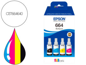 Ink-epson /664 4 clr multipack (bk / c / m / y) ecotank l300 / l355 / l555 / et-2500 / et-2550 / et-2600 /