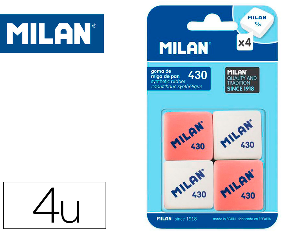 Borracha milan 430 blister de 4 unidades