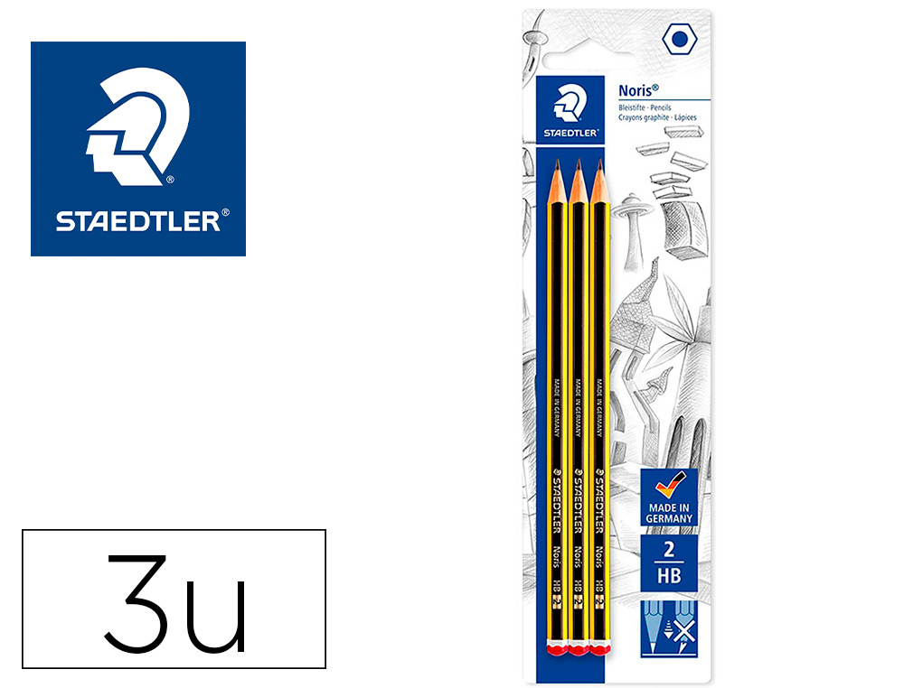 Lapis de grafite staedtler noris nº2 hb blister de 3 unidades