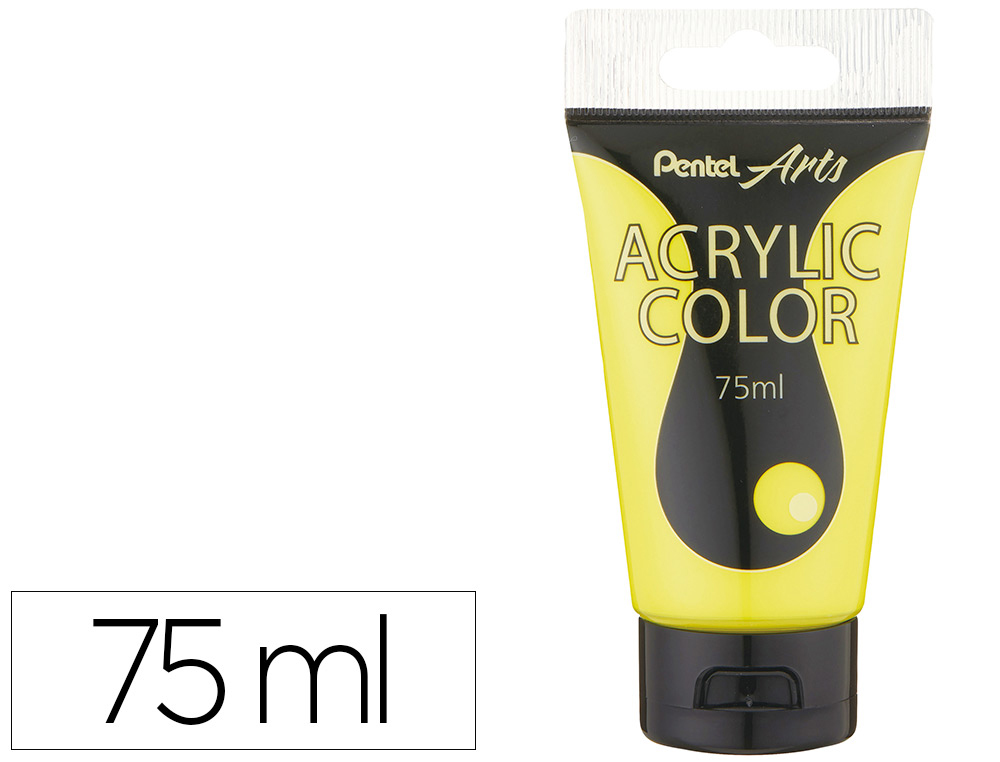 Tinta acrilica pentel em tubo de 75 ml cor amarelo limao