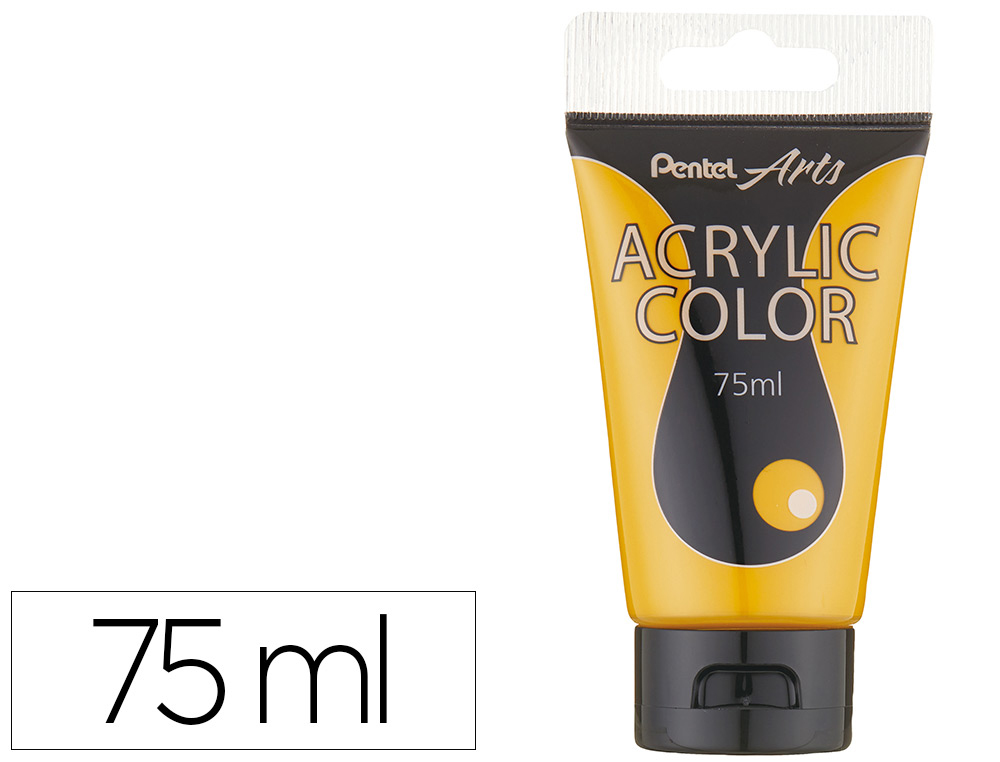 Tinta acrilica pentel em tubo de 75 ml cor amarelo acastanhado