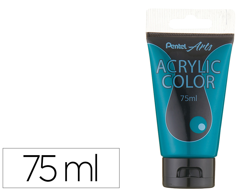 Tinta acrilica pentel em tubo de 75 ml cor azul esverdeado