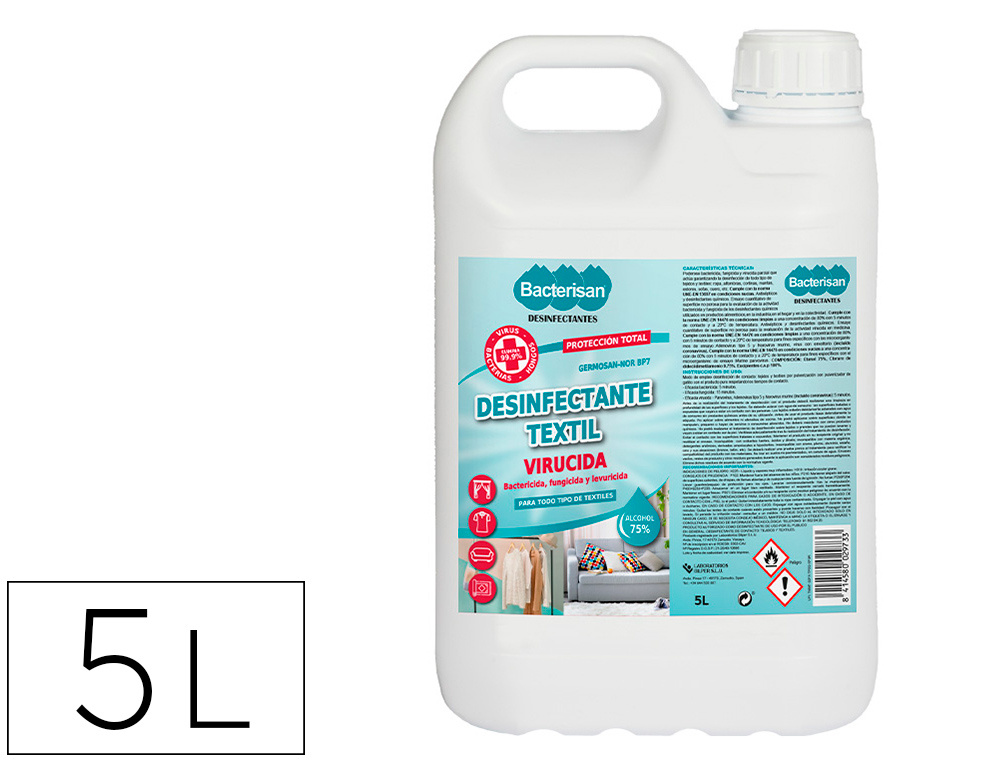 Desinfetante bacterisan germosan-nor bp7 virucida para textil garrafa de 5 litros