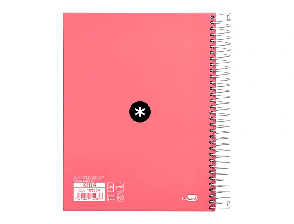 Caderno espiral din a5 antartik capa forrada 120 f 100 gr quadricula 5 mm 5 bandas cor coral - Image 3