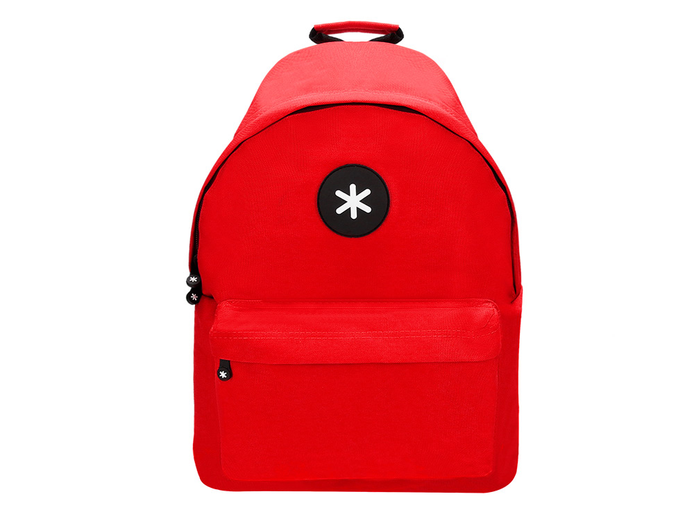 Mochila para portatil 14,1" antartik com pega e bolsos com fecho cor vermelho 310x160x410 mm