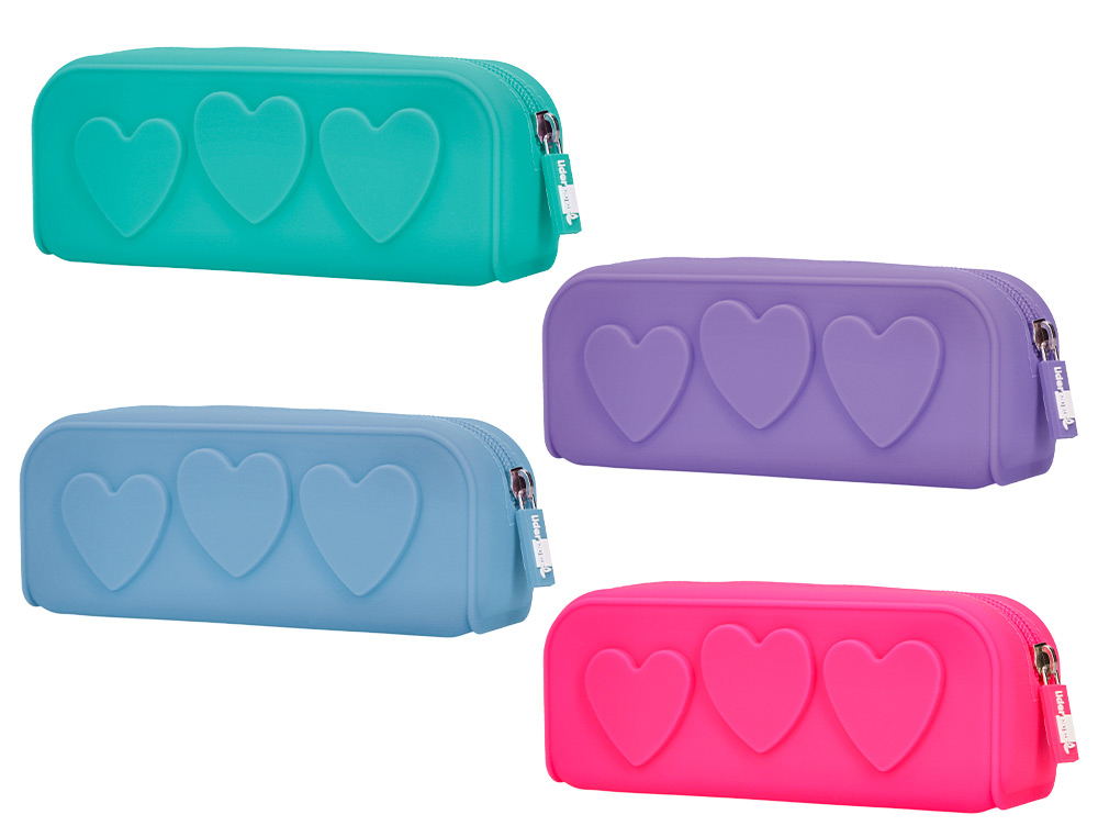 Estojo escolar liderpapel silicone retangular cores sortidas intensas