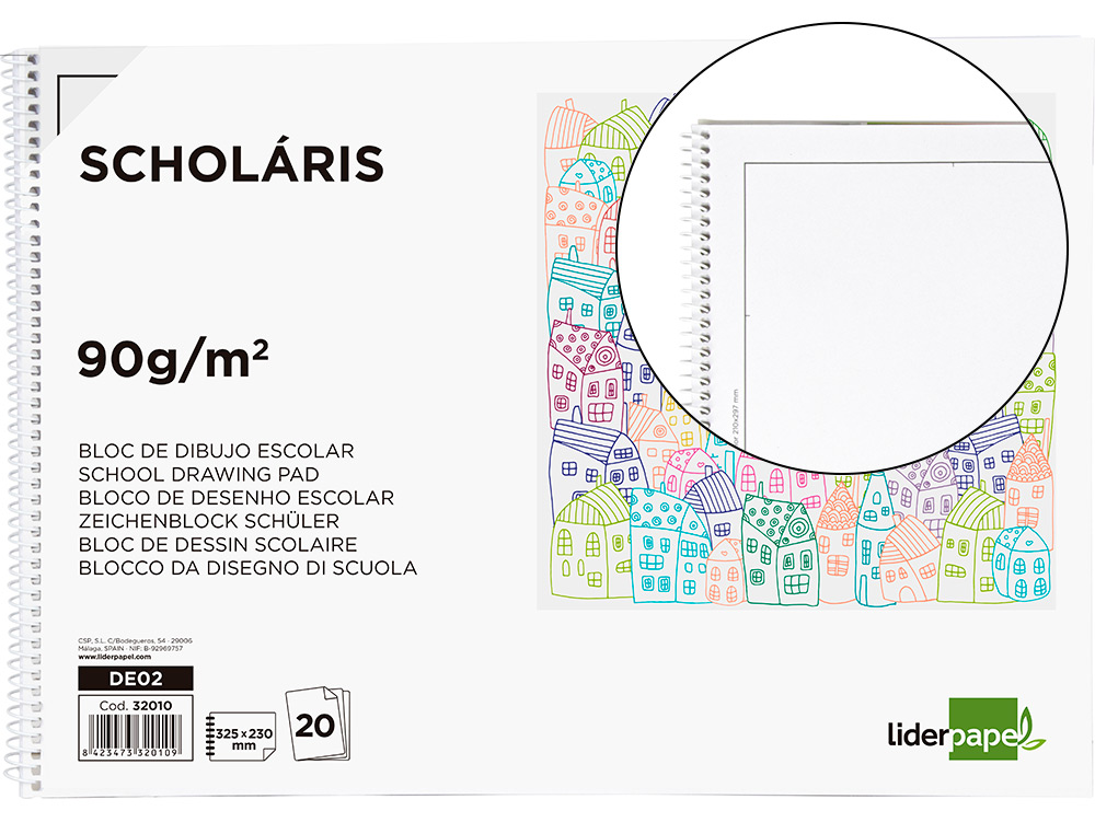 Bloco de desenho liderpapel monet folio espiral 20 folhas 90 gr