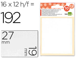 Etiquetas adesivas liderpapel 10 + 2 folhas 19x27 mm 192 etiquetas