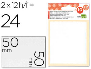 Etiquetas adesivas liderpapel 10 + 2 folhas 50x50 mm 24 etiquetas