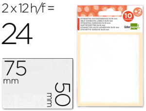 Etiquetas adesivas liderpapel 10 + 2 folhas 50x75 mm 24 etiquetas