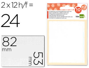 Etiquetas adesivas liderpapel 10 + 2 folhas 53x82 mm 24 etiquetas