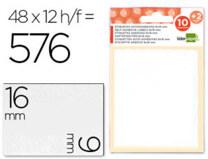 Etiquetas adesivas liderpapel 10 + 2 folhas 9x16 mm 576 etiquetas