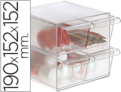 Cubo de arquivo archivo 2000 com 4 gavetas em poliestireno transparente 190 x 150 x 150 mm