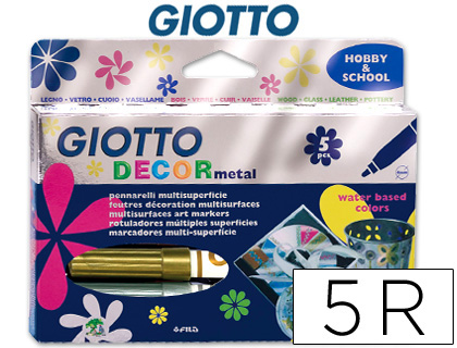 Marcador giotto decor metal caixa de 5 marcadores