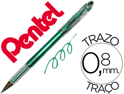 Esferografica roller metalica pentel bg 208 verde 0,4 mm ideal para papel e madeira suave secagem rapida