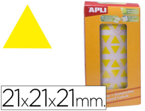 Etiquetas apli autoadesivas triangulares 21x21x21 mm amarelo em rolo de 2832 etiquetas