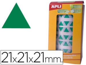 Etiquetas apli autoadesivas triangulares 21x21x21 mm verde em rolo de 2832 etiquetas