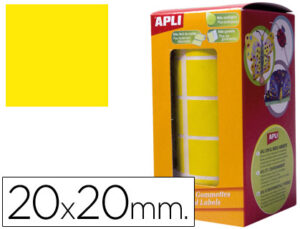 Etiquetas apli autoadesivas quadradas 20x20 mm em rolo. amarelo