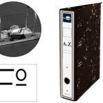 Pasta de arquivo de alavanca liderpapel cartao forrado folio jaspeado preto sem caixa com rado lombada 52 mm