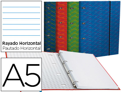 Pasta de elasticos liderpapel de aneis com recarga din a4 120 folhas 70 gr horizontal 4 aneis redondos 20 mm