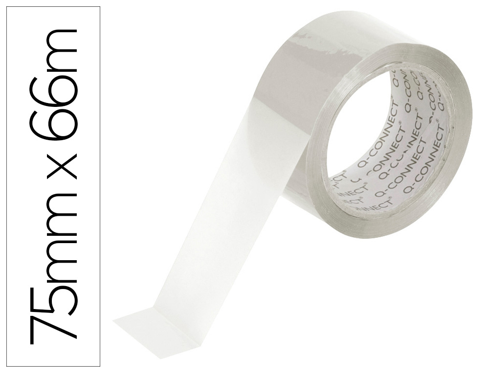 Fita adesiva q-connect polipropileno transparente 66 mt x 75 mm
