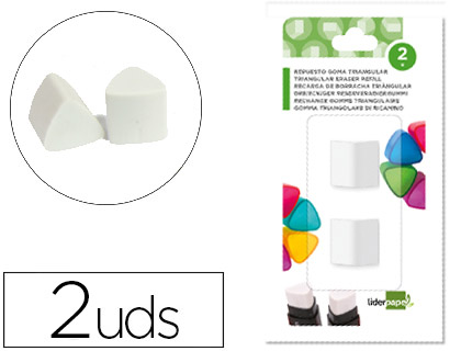 Recarga borracha liderpapel triangular com apara lapis blister de 2 unidades