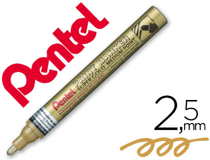 Marcador pentel permanente mmp10-x dourado para pinturas decorativas. ponta media