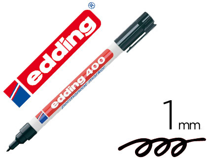 Marcador edding permanente 400 preto ponta redonda 1 mm