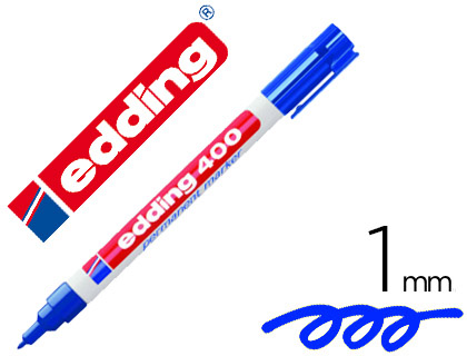 Marcador edding permanente 400 azul ponta redonda 1 mm