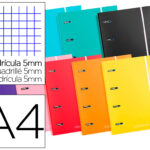 Pasta de elasticos liderpapel de aneis com recarga din a4 120 folhas 80 gr quadricula 5 mm 4 aneis 40 mm redondas