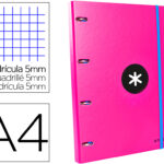 Pasta antartik com recarga din a4 quadricula 5mm forrada 4 aneis 25mm cor rosa