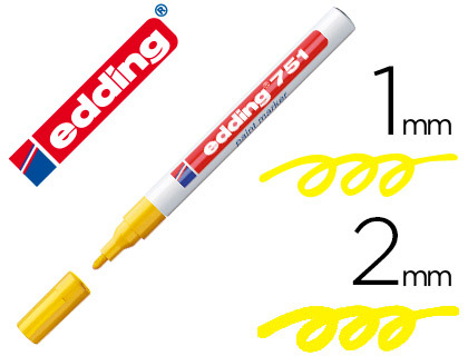 Marcador edding ponta fibra 751 amarelo ponta redonda 1-2 mm