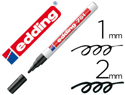 Marcador edding ponta fibra 751 preto ponta redonda 1-2 mm