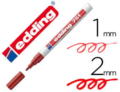 Marcador edding ponta fibra 751 vermelho ponta redonda 1-2 mm